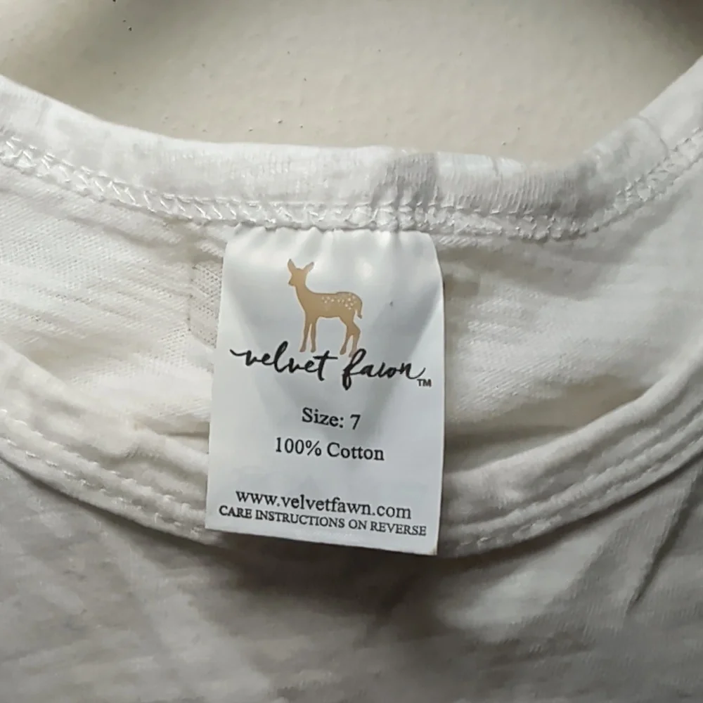 Velvet Fawn Flamingo Tank Top White Pink 100% Cotton Summer Girls Size 7